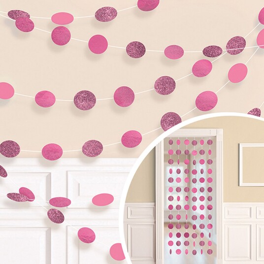 Amscan International Girlandere Sirkler Rosa Glitter - 6-pakning