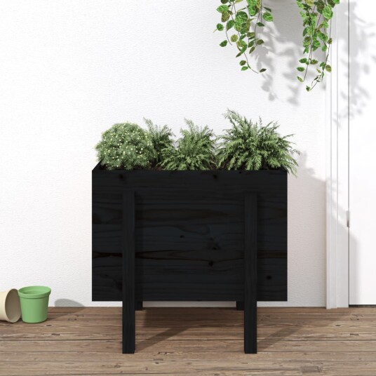 Hageplantekasse svart 62x50x57 cm heltre furu