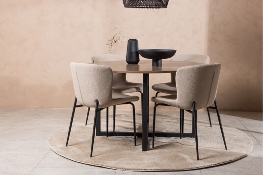 Venture Home Durango Spisegruppe 120 cm Rund med 4 Modesto Stoler Valnød