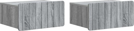 Vegghengt Nattbord med skuff 2 pcs Grå sonoma 49 x 34,5 x 24 cm