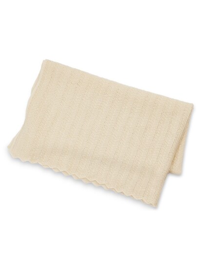 Smallstuff Baby Blanket Fishbone Merino Wool Off. White