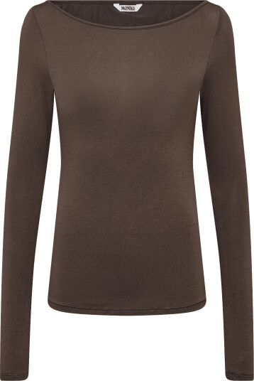 Monki Sheer Boatneck Ls Brown XXS Monki Sheer Boatneck Ls Brown XXS