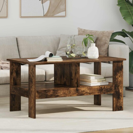 vidaXL Kaffebord Røkt eik 90 x 50 x 45 cm Konstruert tre