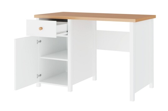 Bioley Skrivebord 110 cm med Oppbevaringsskuff + Skap Beige/Hvit