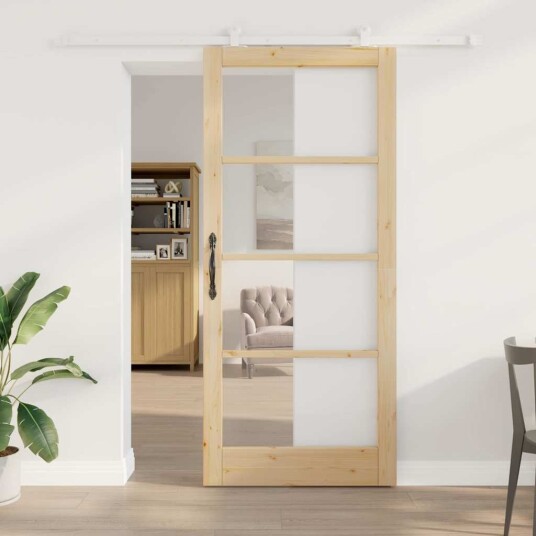 vidaXL skyvedør med beslag sett 'ORKDAL'Solid Tre & Glass