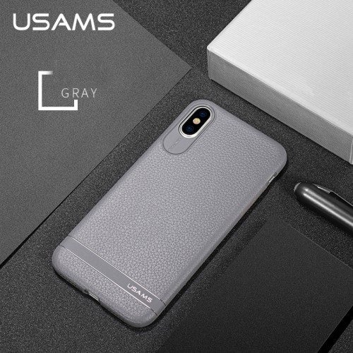 Usams Litchi Case (iPhone X/Xs) Grå Usams Litchi Case (iPhone X/Xs) Grå