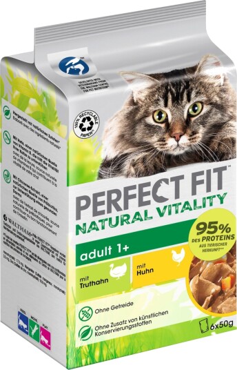 Perfect Fit Våtfôr Katt Natural Vitality Og Kylling Kalkun 6 X 50 G