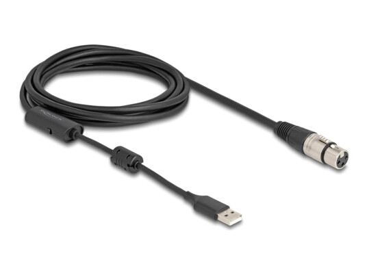 Delock - Mikrofonkabel - USB hann til XLR3 hunn - 3 m - svart/sølv
