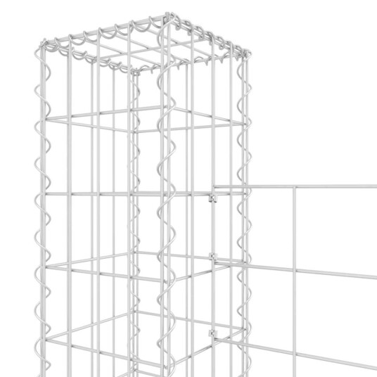 vidaXL Gabionkurv u formet med 7 stolper jern 740x20x150 cm