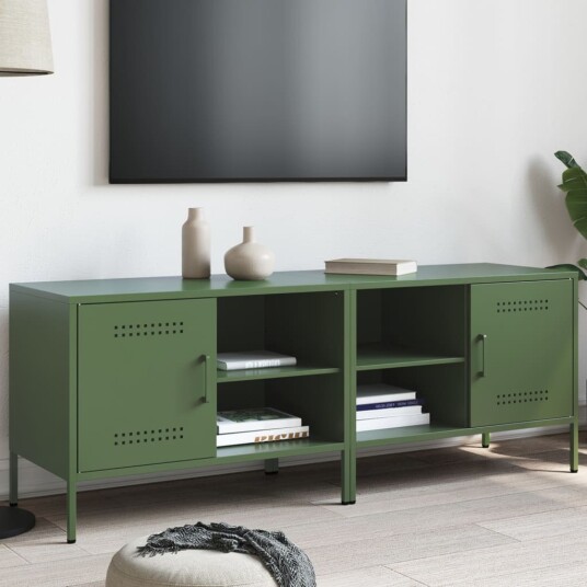 TV-benker 2 stk olivengrønn 68x39x50,5 cm stål 843003