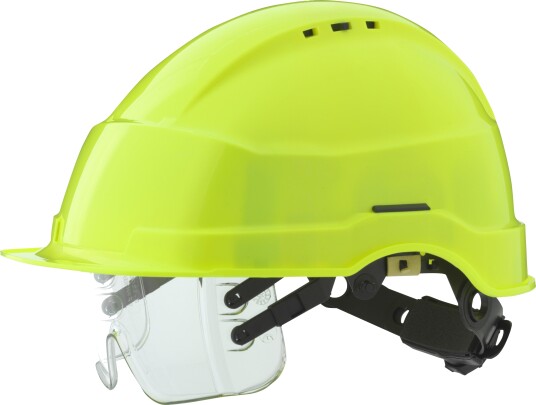 Wenaas 630719 Vernehjelm med visir ventilert Gul Hi Viz Hodebeskyttelse Wenaas 630719 Vernehjelm med visir ventilert Gul Hi Viz Hodebeskyttelse