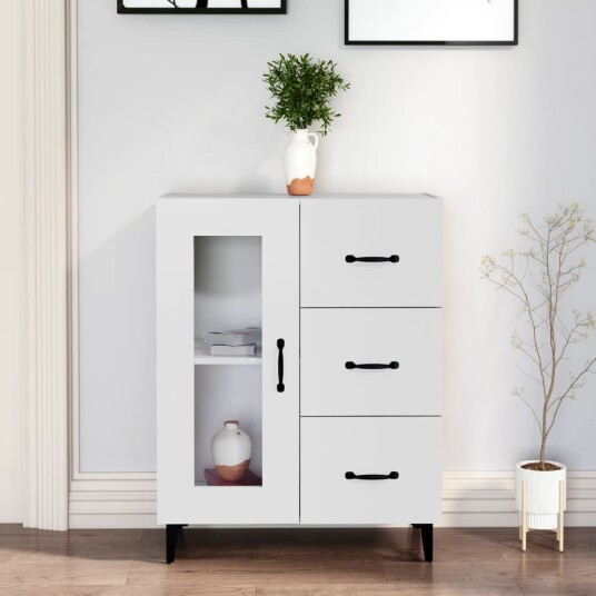 Skjenk hvit 69,5x34x90 cm konstruert tre Skjenk hvit 69,5x34x90 cm konstruert tre