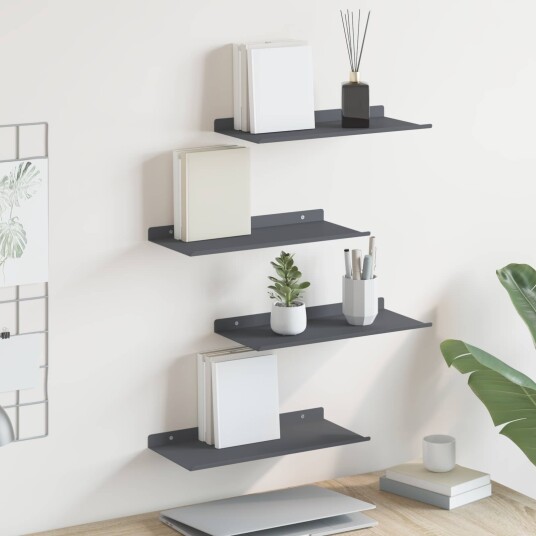 vidaXL Flytende hylle 4 pcs Antrasitt 40 x 18 x 2,5 cm Stål