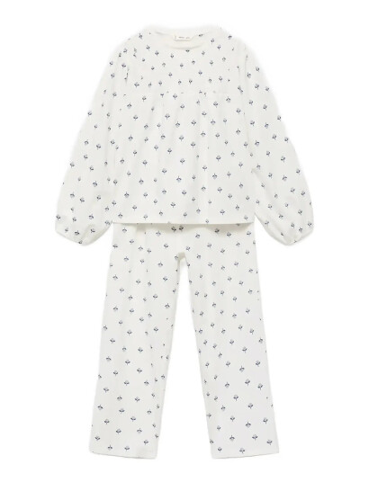 Mango Printed Cotton Pyjamas White 11-12 Mango Printed Cotton Pyjamas White 11-12