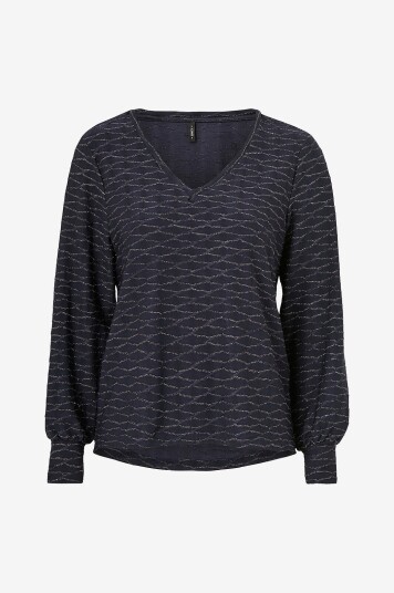 Only - Topp onlAstra L/s V-neck Glitter Top - Blå