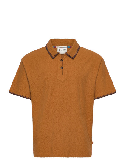 Scotch & Soda Relaxedfit Jacquard Towelling Polo Orange L