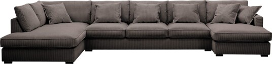 Rossita Lyx 6 seters høyrevendt U formet ekstra dyp sofa med divan og sjeselong i manchester Brun