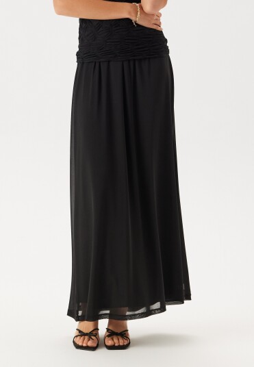 BUBBLEROOM Mesh Wide Maxi Skirt Black M