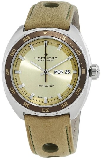 Hamilton Herreklokke H35445860 American Classic Pan Europ Grønn/Lær