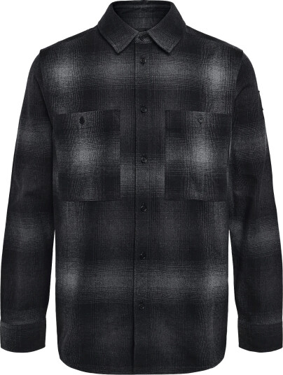Belstaff Outpost Shirt Brushed Cotton Flannel Black Black L