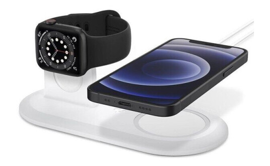 Spigen MagFit Duo Trådløs Mobillader Hvit - Magsafe Kompatibel