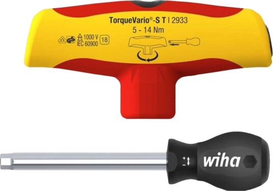 Wiha TorqueVario-S T 2933 T-håndtak Moment Skrutrekker 1000 V 5-14 Nm Isolert 56 mm Wiha TorqueVario-S T 2933 T-håndtak Moment Skrutrekker 1000 V 5-14 Nm Isolert 56 mm