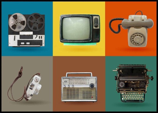 Vintage Colorful Tech Plakat Plakat / 40x50cm