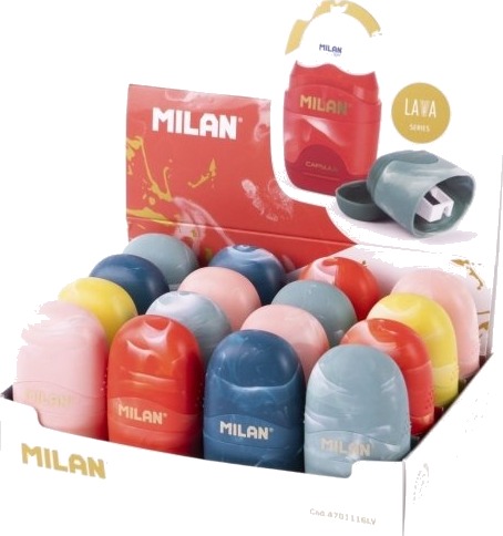Milan Lava Capsule Blyantspidser Og Viskelæder 16 Stk. Display