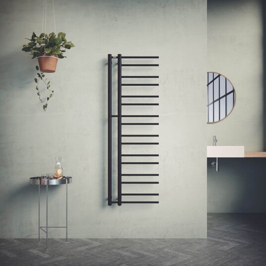 Nordhem Tjolöholm Håndkletørker 500x1540 mm, Vann/Strøm, Sort Matt