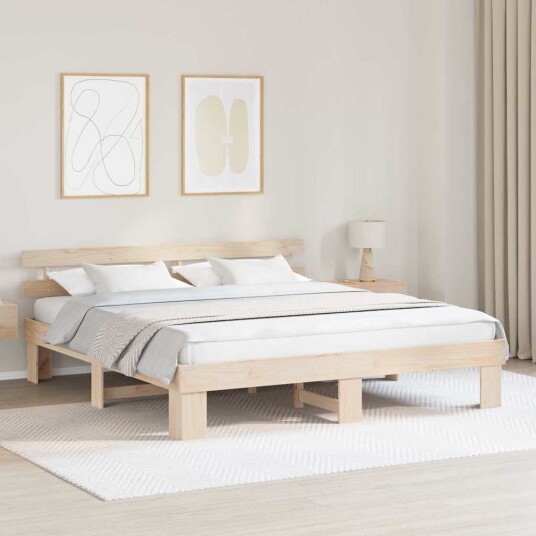 Sengestamme med Hodegavl 200x200 cm Massiv tre Furu