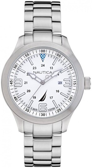 Nautica Herreklokke NAPPLS014 Hvit/Stål Ø45 mm