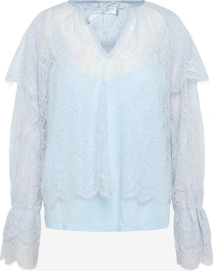 Dante6 Dante6-Zilan Boho Detailed Lace Top - CRYSTAL BLUE - 38