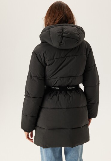 Calvin Klein Jeans Belted Midweight Long Puffer Black XXS Calvin Klein Jeans Belted Midweight Long Puffer Black XXS
