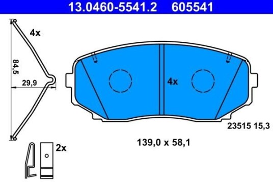 Bremseklosser ATE 13.0460-5541.2 Bremseklosser ATE 13.0460-5541.2