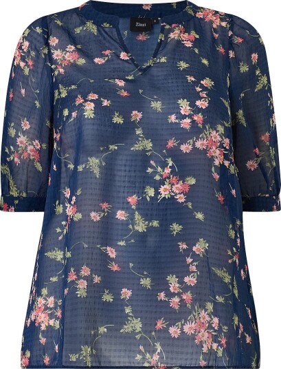 Zizzi Bluse Cataru 1/2 Blouse Blå