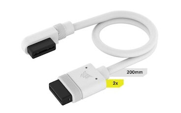 Corsair iCUE Link 20cm Vinklet og Rett Strøm/Data-Kabel Hvit (2-pakk) Corsair iCUE Link 20cm Vinklet og Rett Strøm/Data-Kabel Hvit (2-pakk)