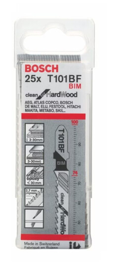 Stikksagblad Bosch T 101 BF; 25 stk