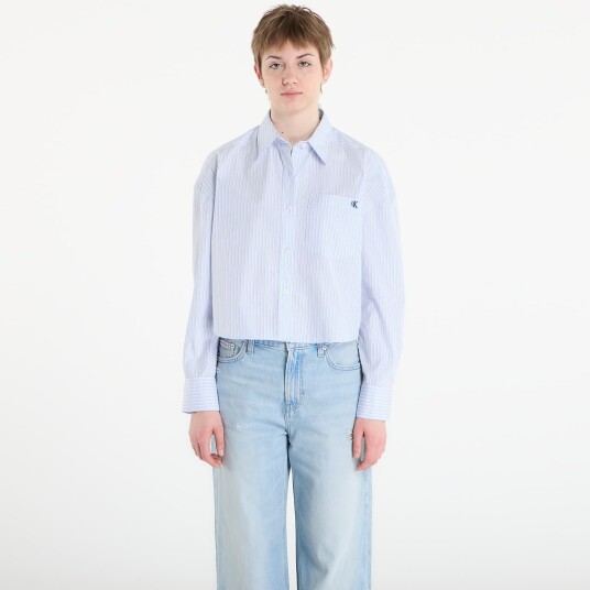Calvin Klein Jeans Yarndye Cotton Poplin Cropped Sh Blue M