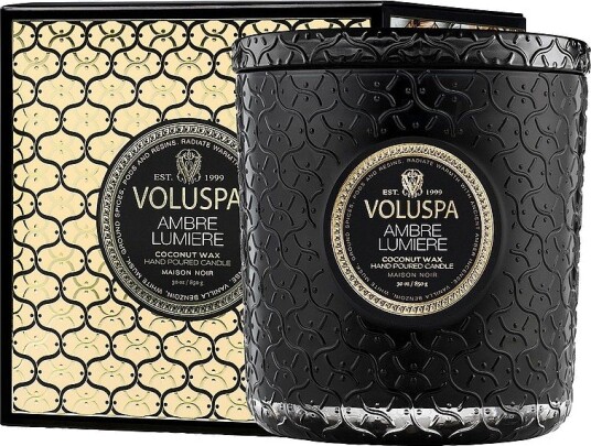 Voluspa Ambre Lumiere Boxed Luxe Jar Candle 80H Svart