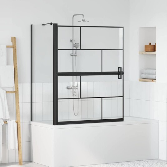 Bade dusjvegg Svart og gjennomsiktig 116 x 68 x 128 cm