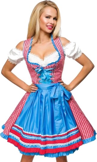 Tradisjonelt Dirndl Oktoberfestkjole med Forkle   XS