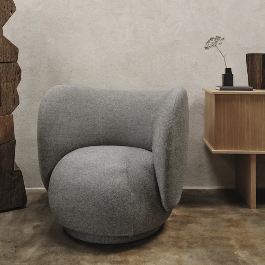 Ferm Living Rico Lounge Lenestol Main Line Flax   Navy