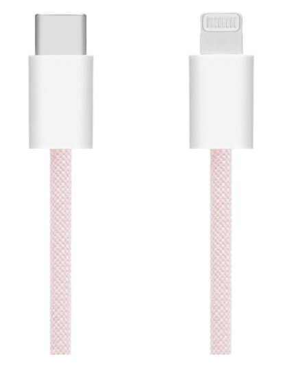 Linocell Flettet USB-C- til Lightning-kabel Rosa 1 m