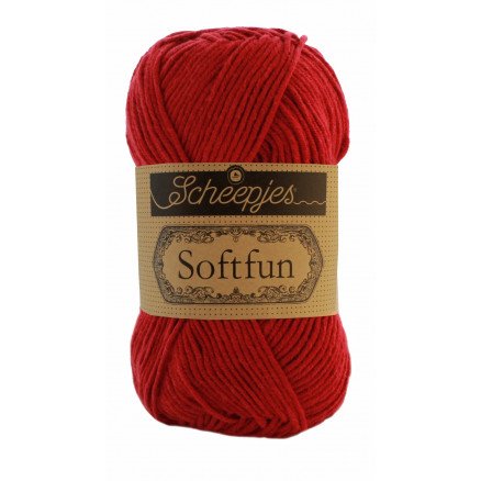 Scheepjes Softfun Garn Unicolor 2617 Mørk Rød Scheepjes Softfun Garn Unicolor 2617 Mørk Rød