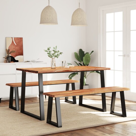  Spisestuesett med naturlig kant heltre akasie 8720845852696