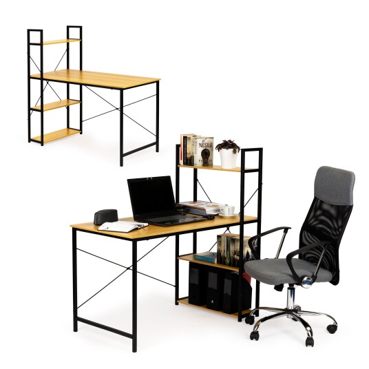 Selgro Datamaskinbord med hyller loft