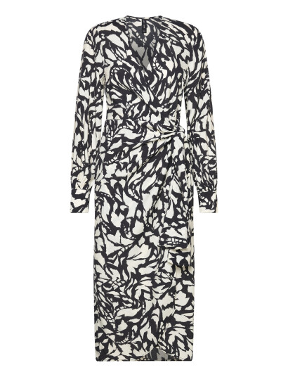 Mango Print Wrap Dress Black S