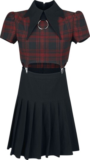 Killstar   Goth Kort kjole   Exklusive Tartan Collection – Darita Suspender Dress   XS til XXL   Damer   flerfarget