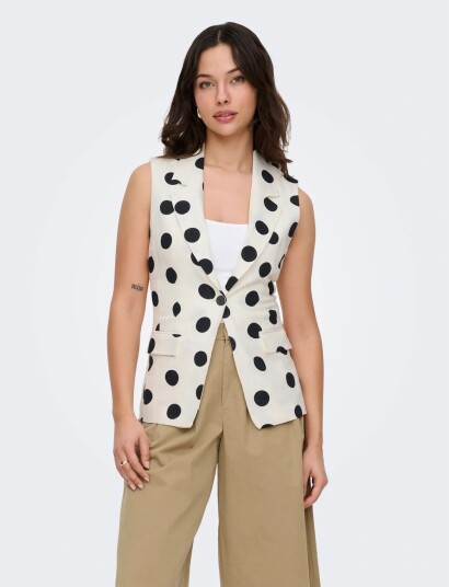 ONLY Onlviesta S/L Linen Bl Waistcoat Tlr Cream 34