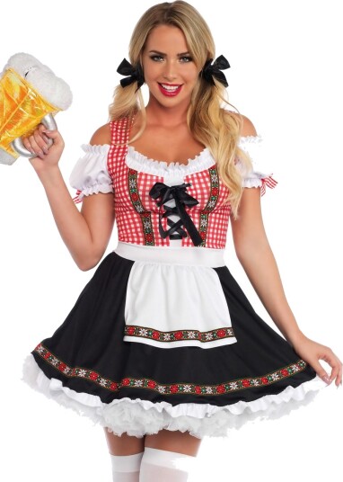 Svart og Rød Oktoberfestkostyme til Dame
